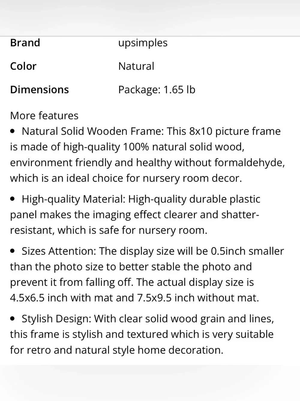 Solid Wood Picture Frame 8x10” (matted to 5x7”) 3-pack